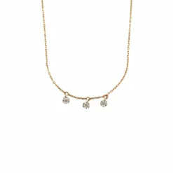 COLLIER L OR ROSE 3 DIAMANTS 0,09ct