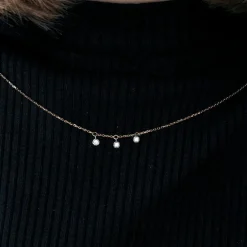 COLLIER L OR ROSE 3 DIAMANTS 0,09ct