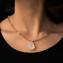 Collier labradorite et or