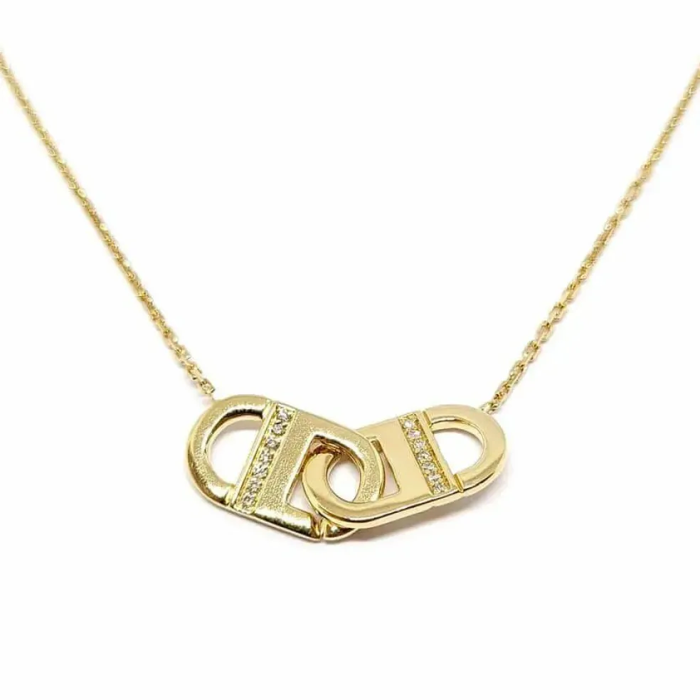 Collier lien diamants , or jaune
