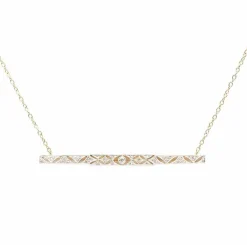 COLLIER LIGNE DIAMANTS OR GRIS & OR JAUNE