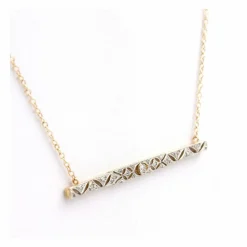 COLLIER LIGNE DIAMANTS OR GRIS & OR JAUNE