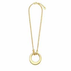 Collier Luxe Grand Cercle or jaune, fermoir cabochon saphir