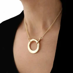 Collier Luxe Grand Cercle or jaune, fermoir cabochon saphir