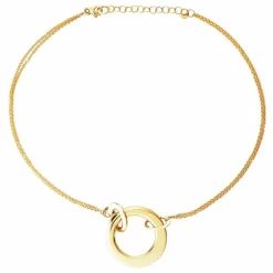 Collier Luxe Grand Cercle or jaune, fermoir cabochon saphir