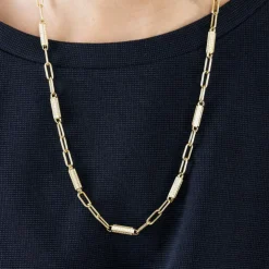 Collier maille alternée en or jaune