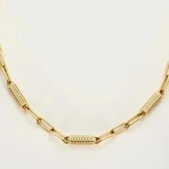 Collier maille alternée en or jaune