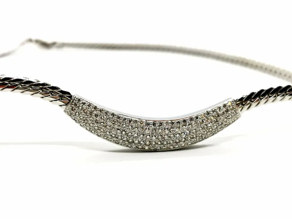 Collier Maille anglaise Or blanc Diamant