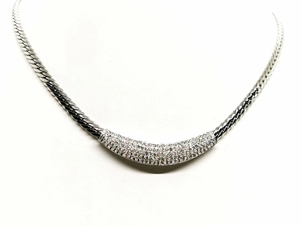 Collier Maille anglaise Or blanc Diamant