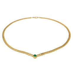 Collier Maille anglaise Or jaune Emeraude
