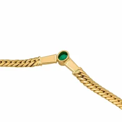 Collier Maille anglaise Or jaune Emeraude