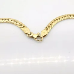 Collier maille anglaise or jaune, saphirs, diamants