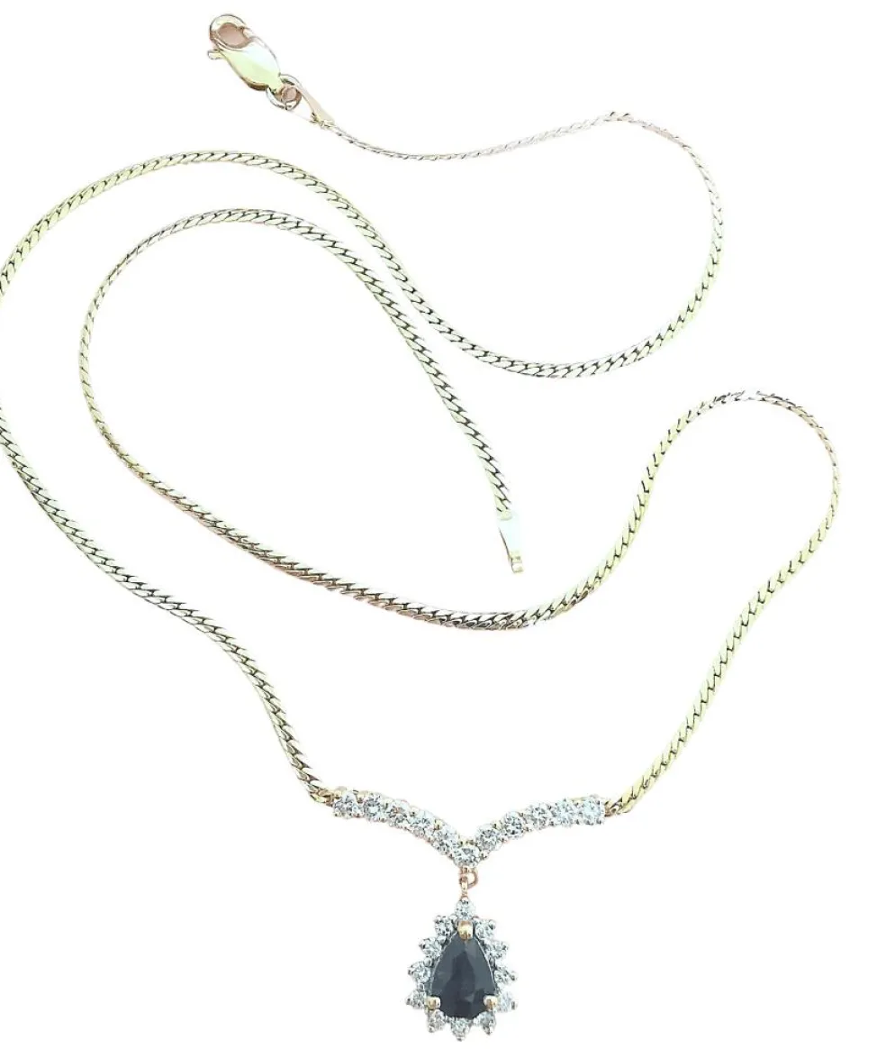 Collier maille Anglaise Saphir Diamants