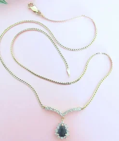 Collier maille Anglaise Saphir Diamants