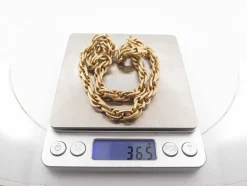 collier maille corde 42 cm en or jaune