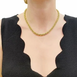 Collier maille fantaisie en or jaune.