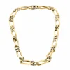Collier maille figaro en or jaune et gris, et diamants