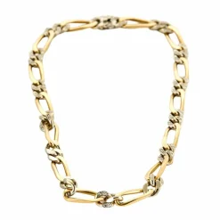 Collier maille figaro en or jaune et gris, et diamants