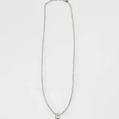 Collier maille forçat or gris et diamant
