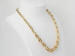 Collier maille forcat limée en chute en or jaune et diamant