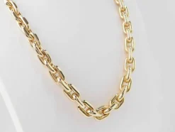 Collier maille forcat limée en chute en or jaune et diamant