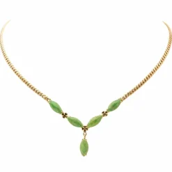 Collier Maille gourmette Or jaune Jade Jadéite