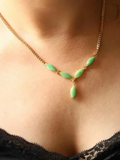 Collier Maille gourmette Or jaune Jade Jadéite