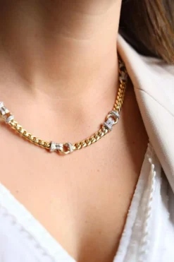 Collier Maille gourmette Or jaune Diamant