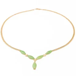 Collier Maille gourmette Or jaune Jade Jadéite
