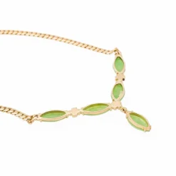 Collier Maille gourmette Or jaune Jade Jadéite