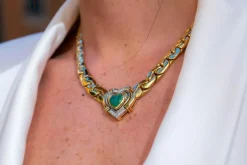 Collier Maille haricot Or jaune Emeraude, Diamant