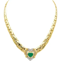 Collier Maille haricot Or jaune Emeraude, Diamant