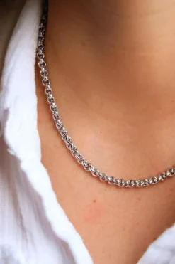 Collier Maille Jaseron Or blanc