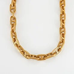 Collier maille marine guillochée, Or jaune