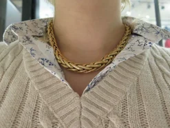 collier maille palmier 45cm en or jaune