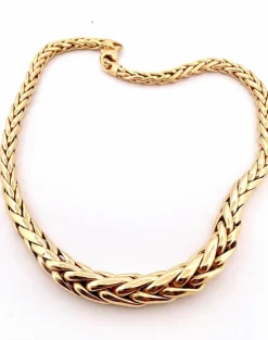 Collier maille palmier en chute or jaune
