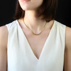 Collier maille palmier en chute or jaune