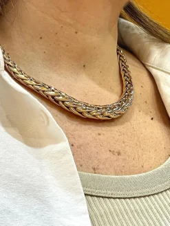 Collier maille palmier en chute or jaune