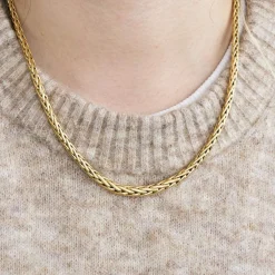 Collier maille palmier or jaune