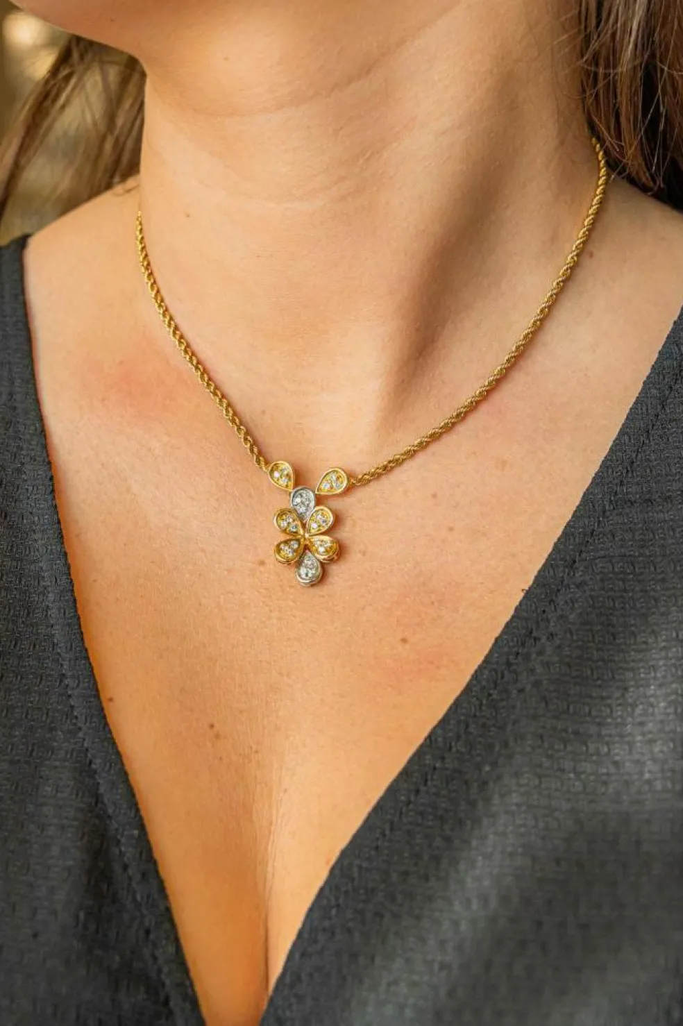 Collier Maille torsadée Or jaune Diamant