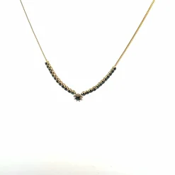 Collier Marguerite or jaune diamants et saphirs