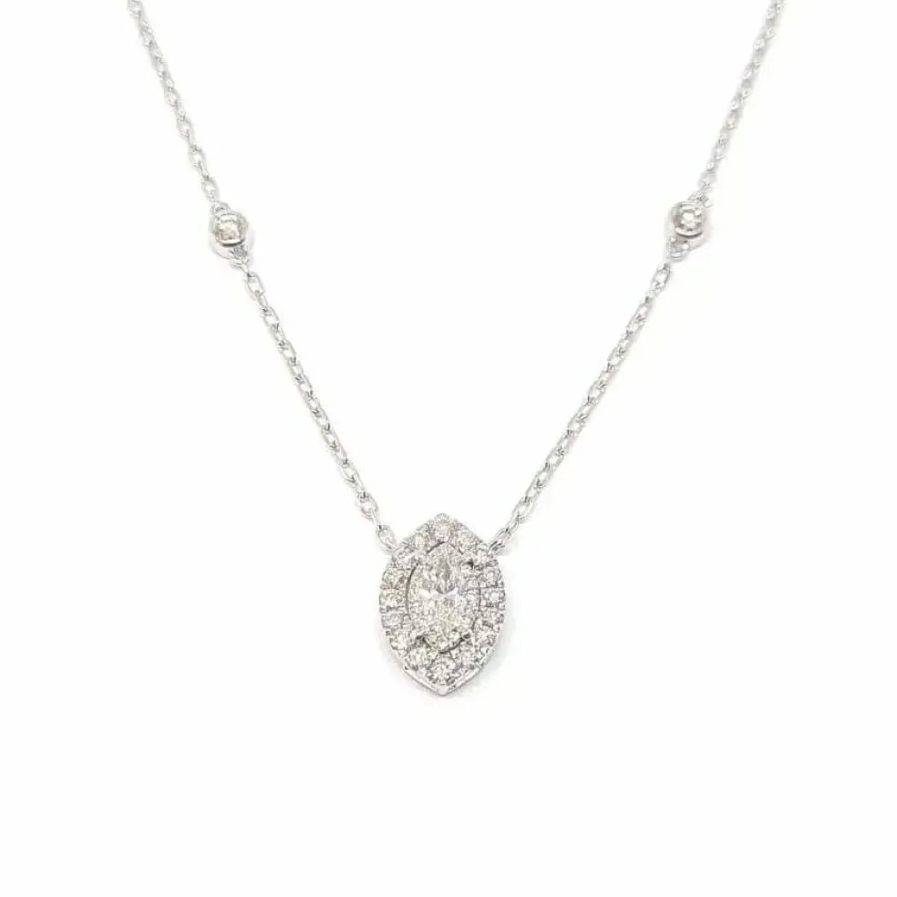 Collier marquise diamants or blanc