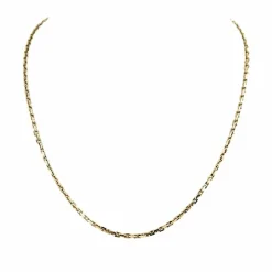 Collier Matinée or jaune maille type forçat, diamants