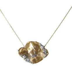 Collier médaille en or jaune, diamant
