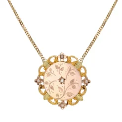 Collier Médaillon ancien perle diamants