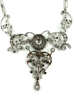 Collier 19ème or, argent et diamants (5.4ct)