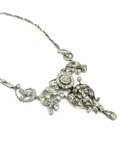Collier 19ème or, argent et diamants (5.4ct)