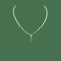 Collier émeraude poire et diamants