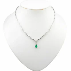 Collier émeraude poire et diamants