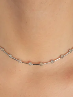 COLLIER MODERNE OR BLANC & DIAMANTS